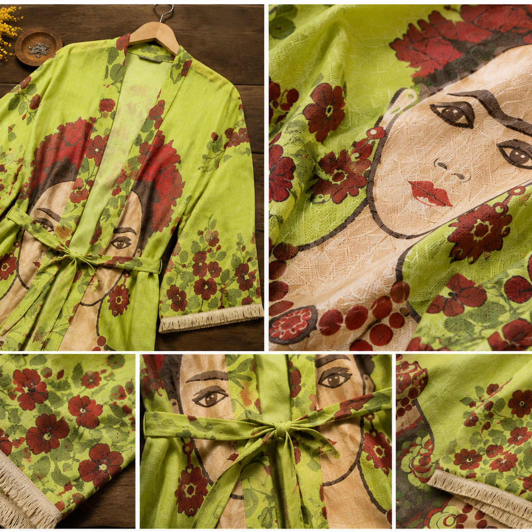 Frida Kahlo Hand-Woven Turkish Cotton Kimono Robe â Limited Edition