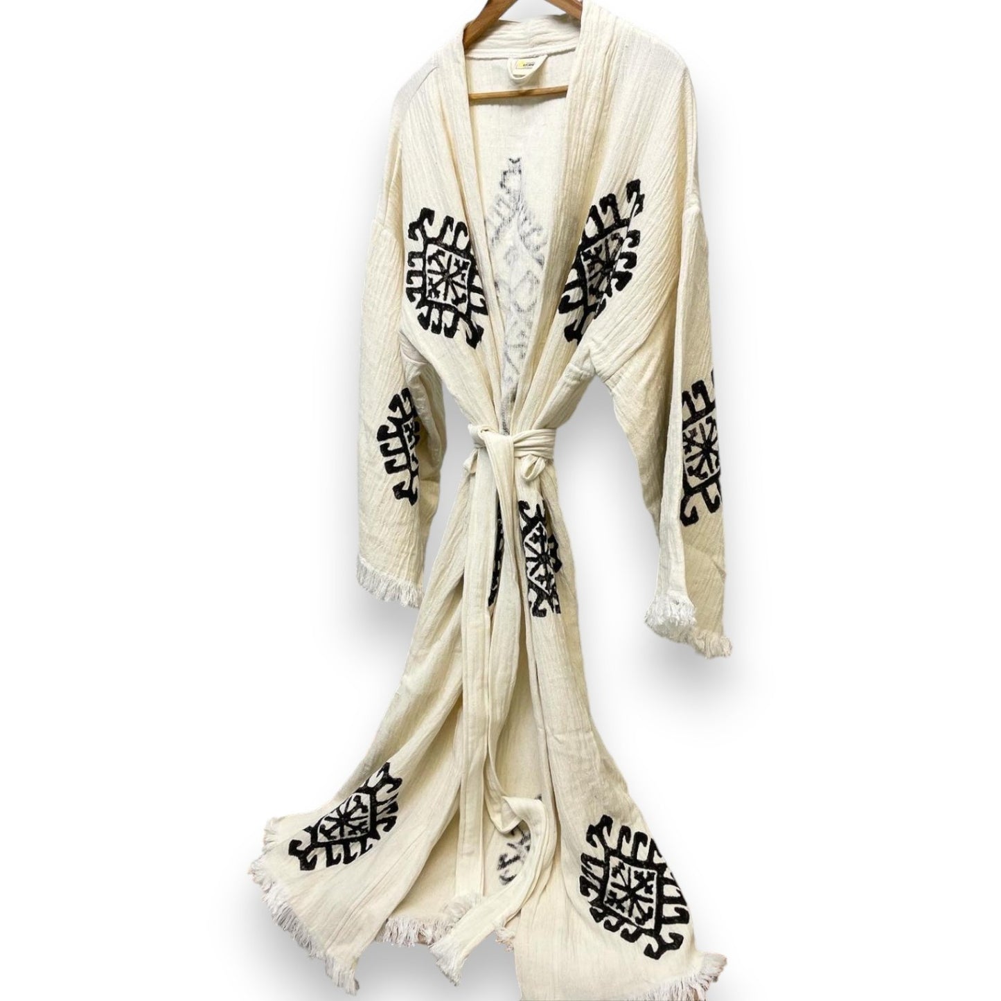 Hand-Made Block Print Turkish Towel Kimono Robe Kaftan
