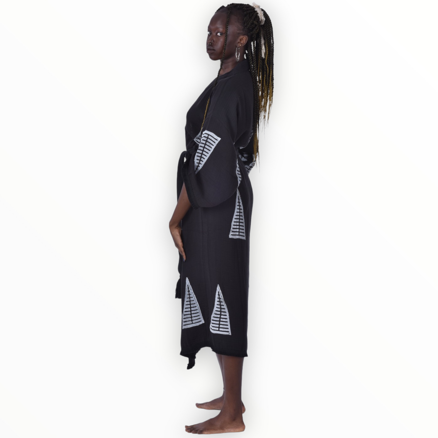 Turkish Towel Kimono Kaftan, Bathrobe - Pyramid Design Beach Kimono