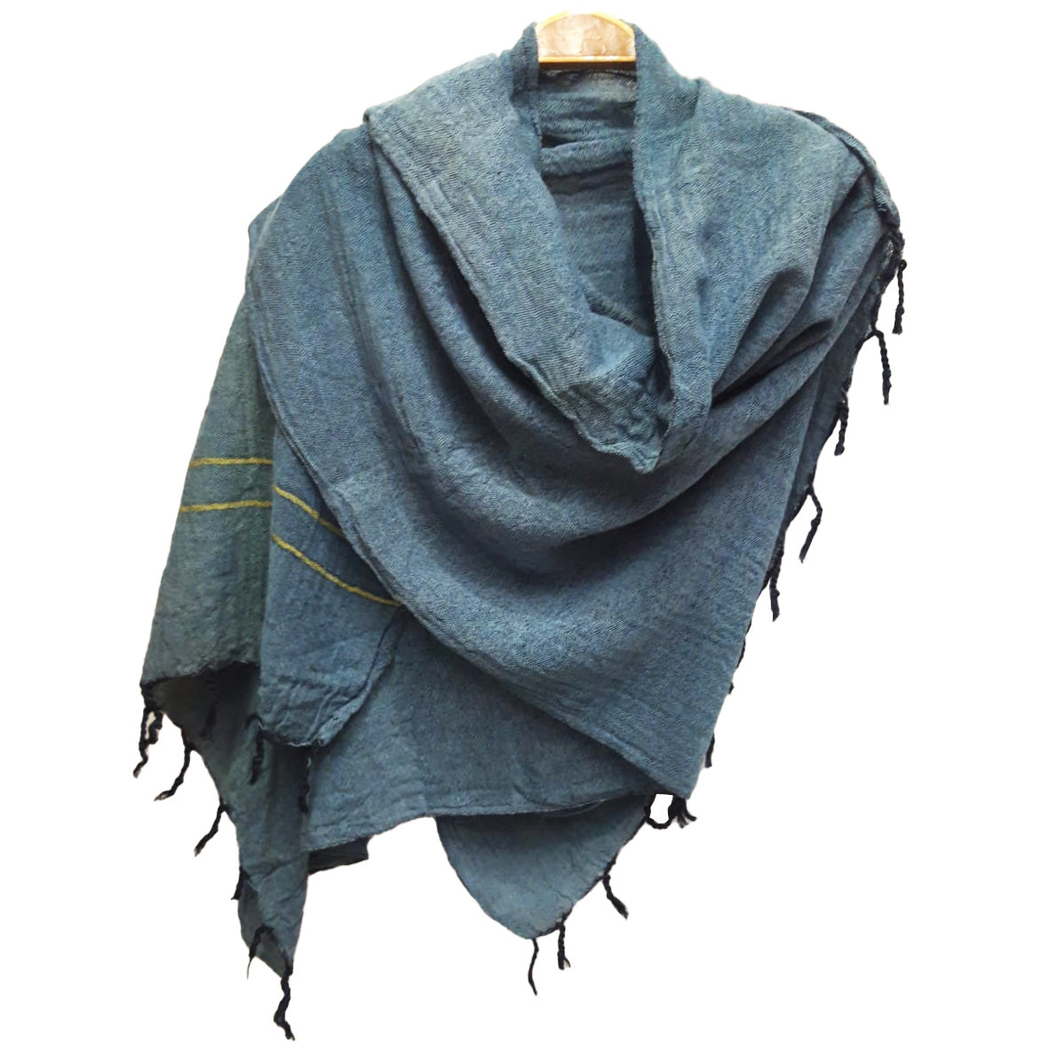 Hand-Woven Silk and Wool Scarf Blue