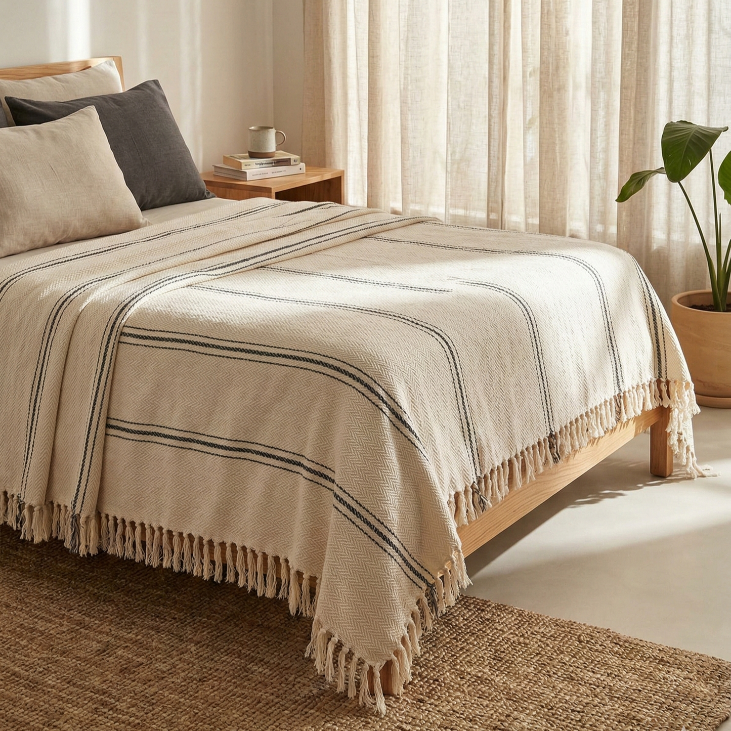 Anatolia Natural Cotton Throw Blanket