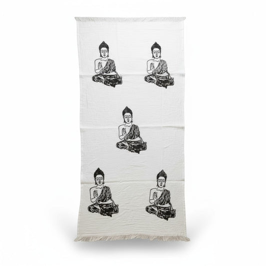 Buddha Hand Print Turkish Towel Pestemal – Premium Eco-Friendly Beach & Bath Towel