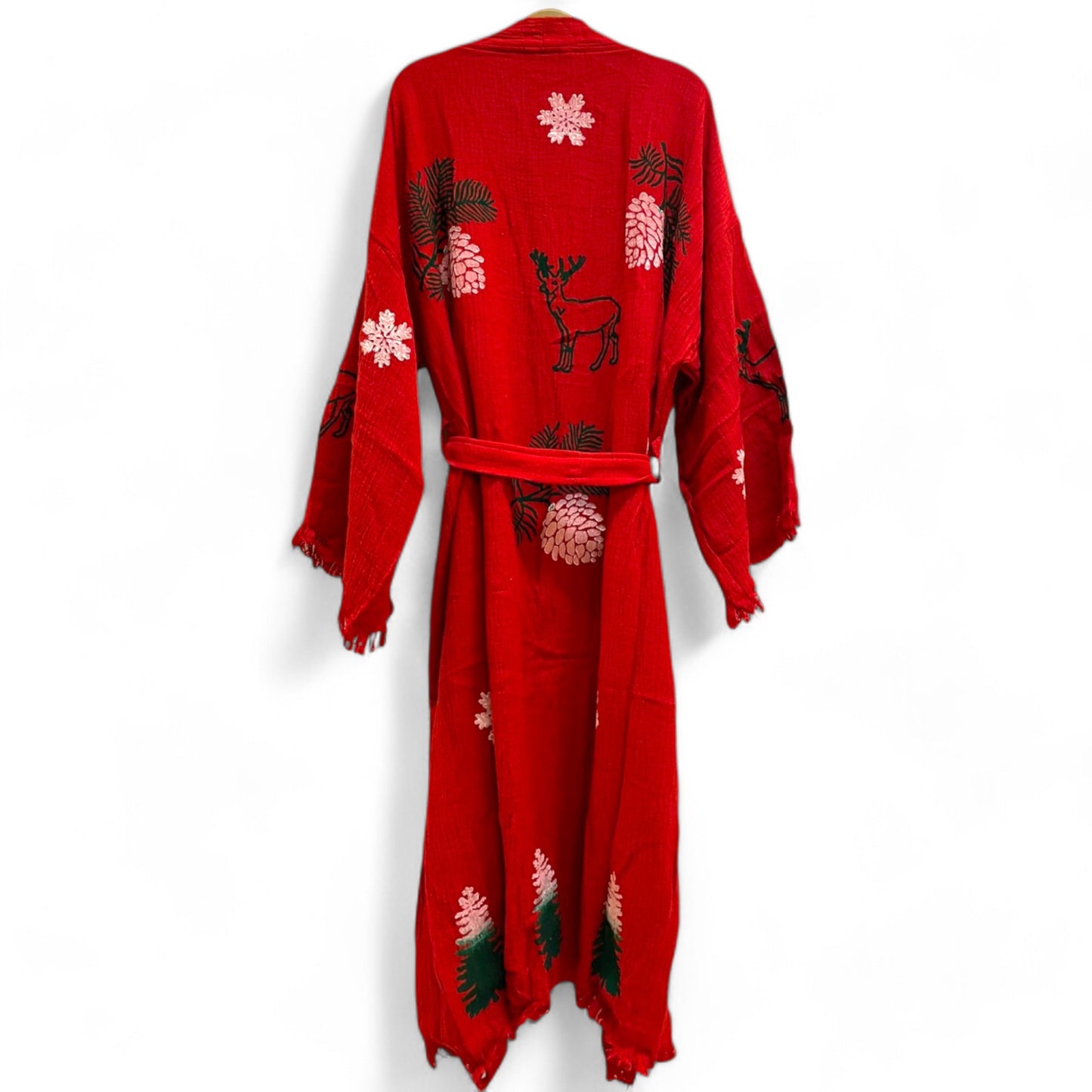 Christmas Design Kimono Robe - Hand Made & Hand Print
