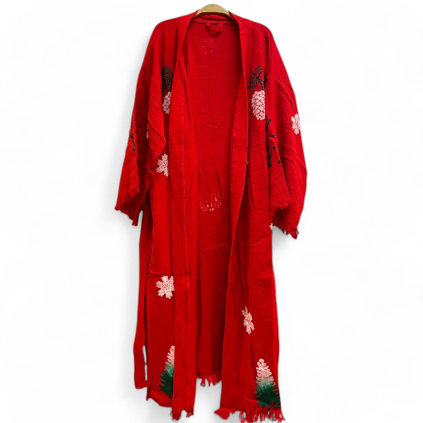 Christmas Design Kimono Robe - Hand Made & Hand Print