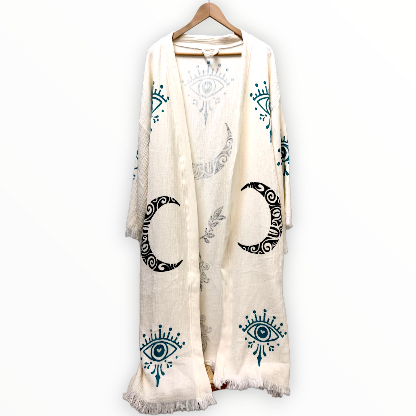Crescent Design Turkish Towel Kimono Kaftan Bathrobe - Beach Kimono