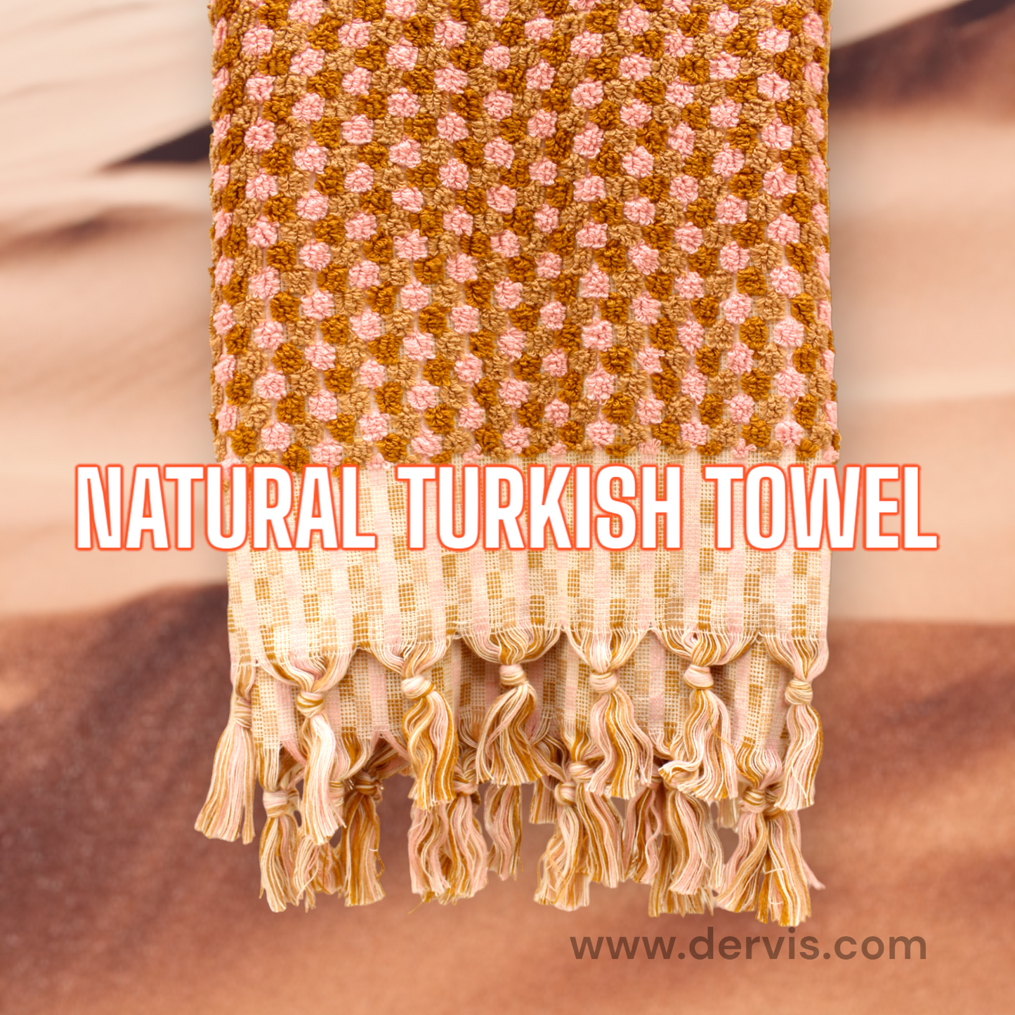 Designer Natural Cotton Hand-Woven Turkish Terry Hammam Towel