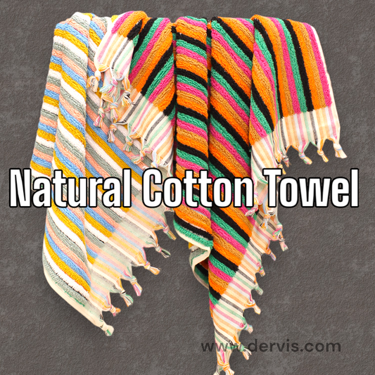 Designer Natural Cotton Hand-Woven Turkish Terry Hammam Towel