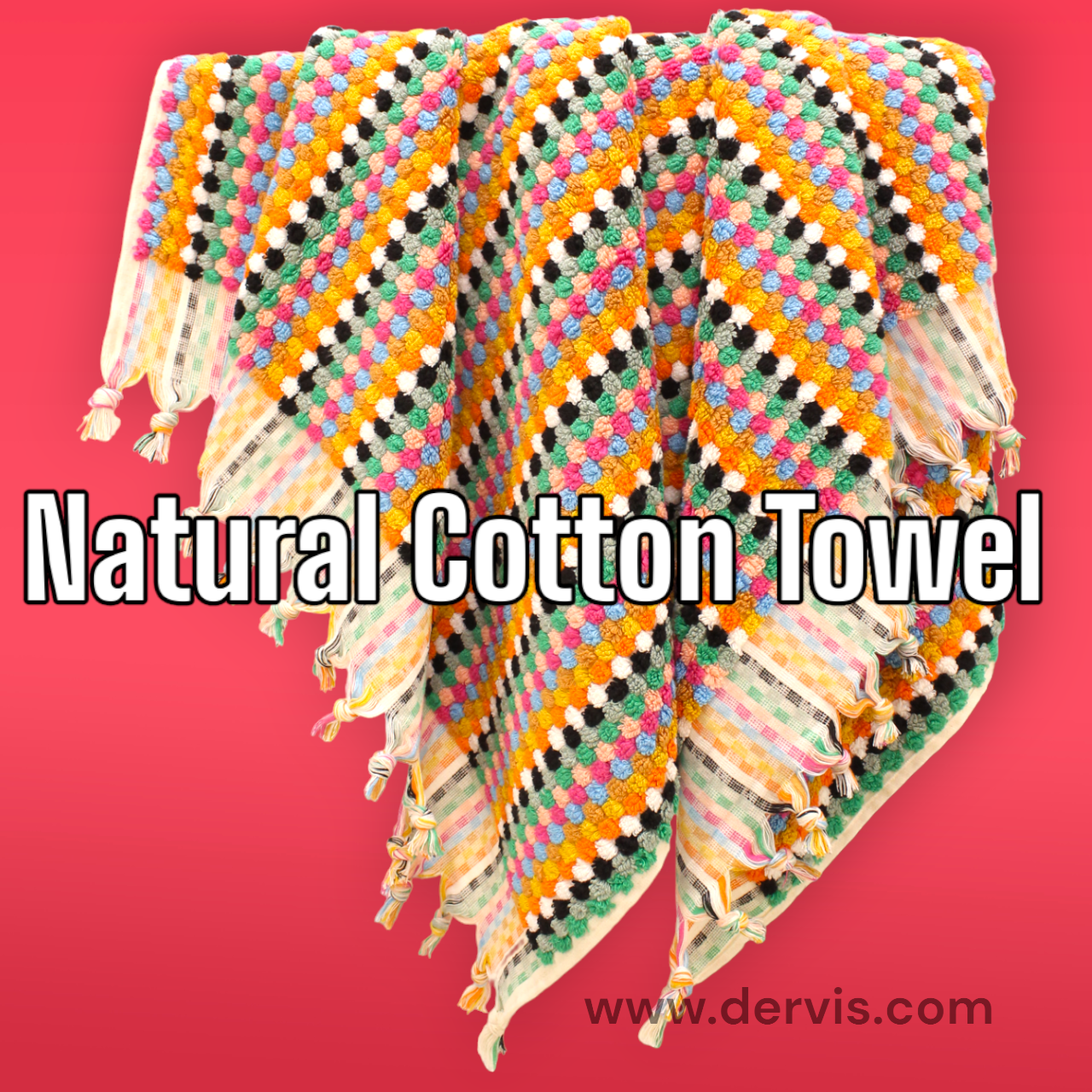 Designer Natural Cotton Hand-Woven Turkish Terry Hammam Towel