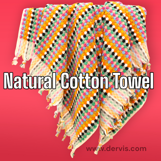 Designer Natural Cotton Hand-Woven Turkish Terry Hammam Towel