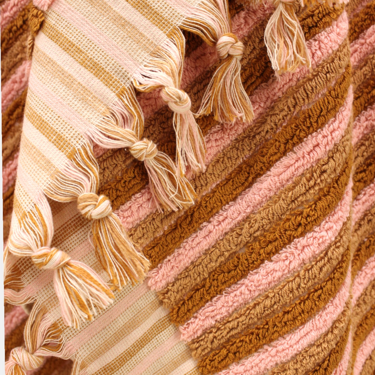 Designer Natural Cotton Hand-Woven Turkish Terry Hammam Towel