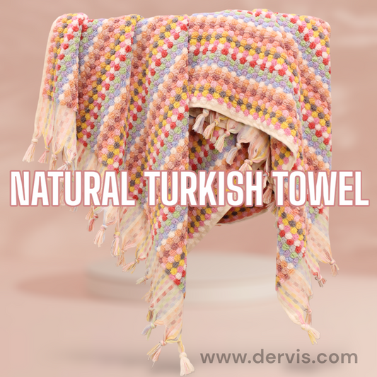Designer Natural Cotton Hand-Woven Turkish Terry Hammam Towel