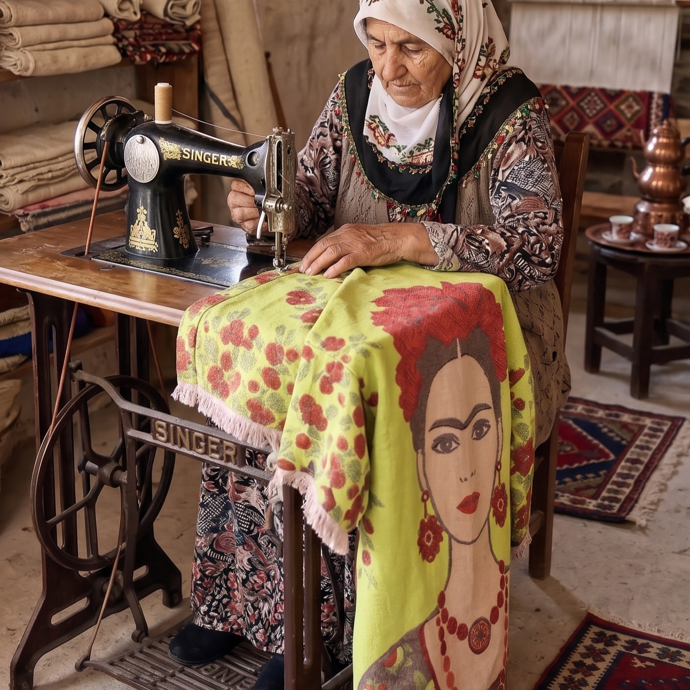 Frida Kahlo Hand-Woven Turkish Cotton Kimono Robe – Limited Edition