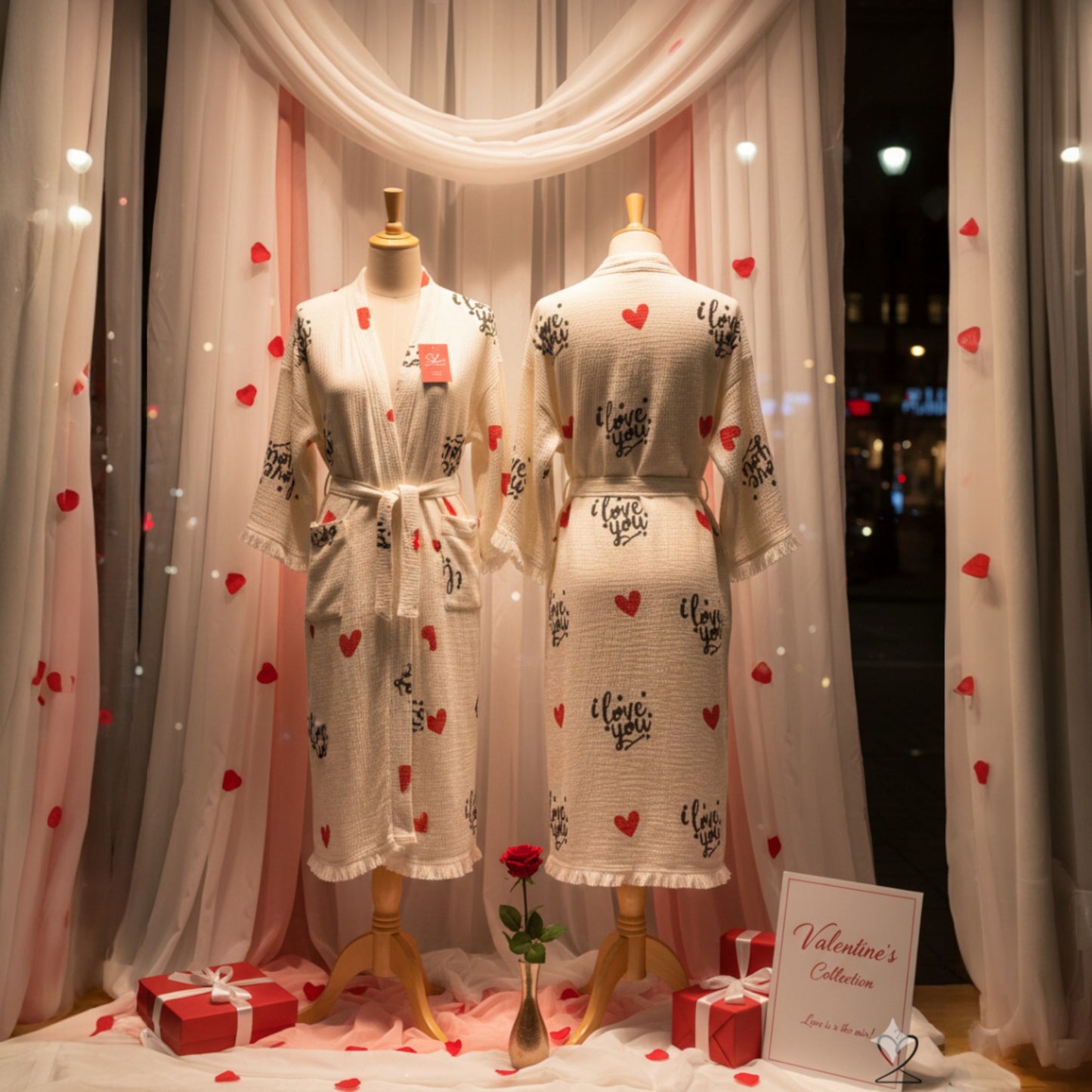 "I Love you" Turkish Towel Kimono Robe Kaftan