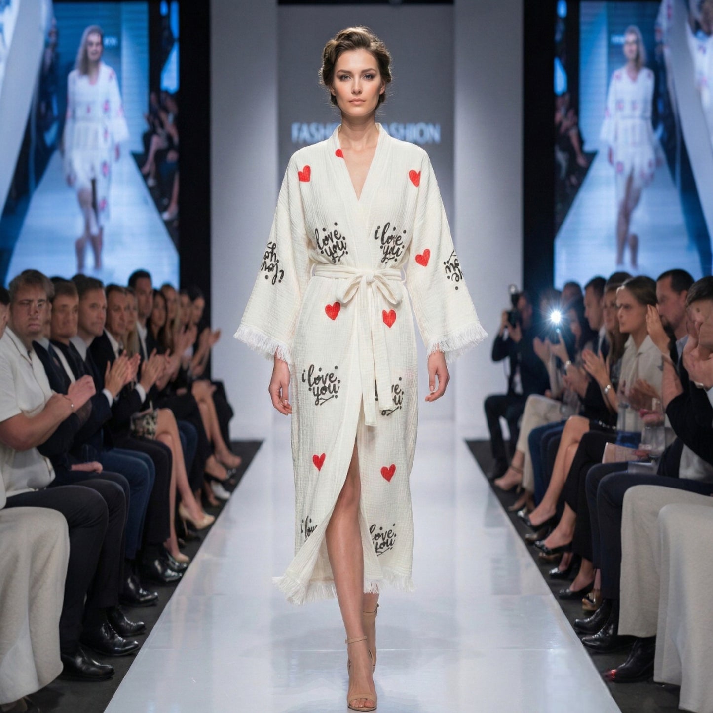 "I Love you" Turkish Towel Kimono Robe Kaftan