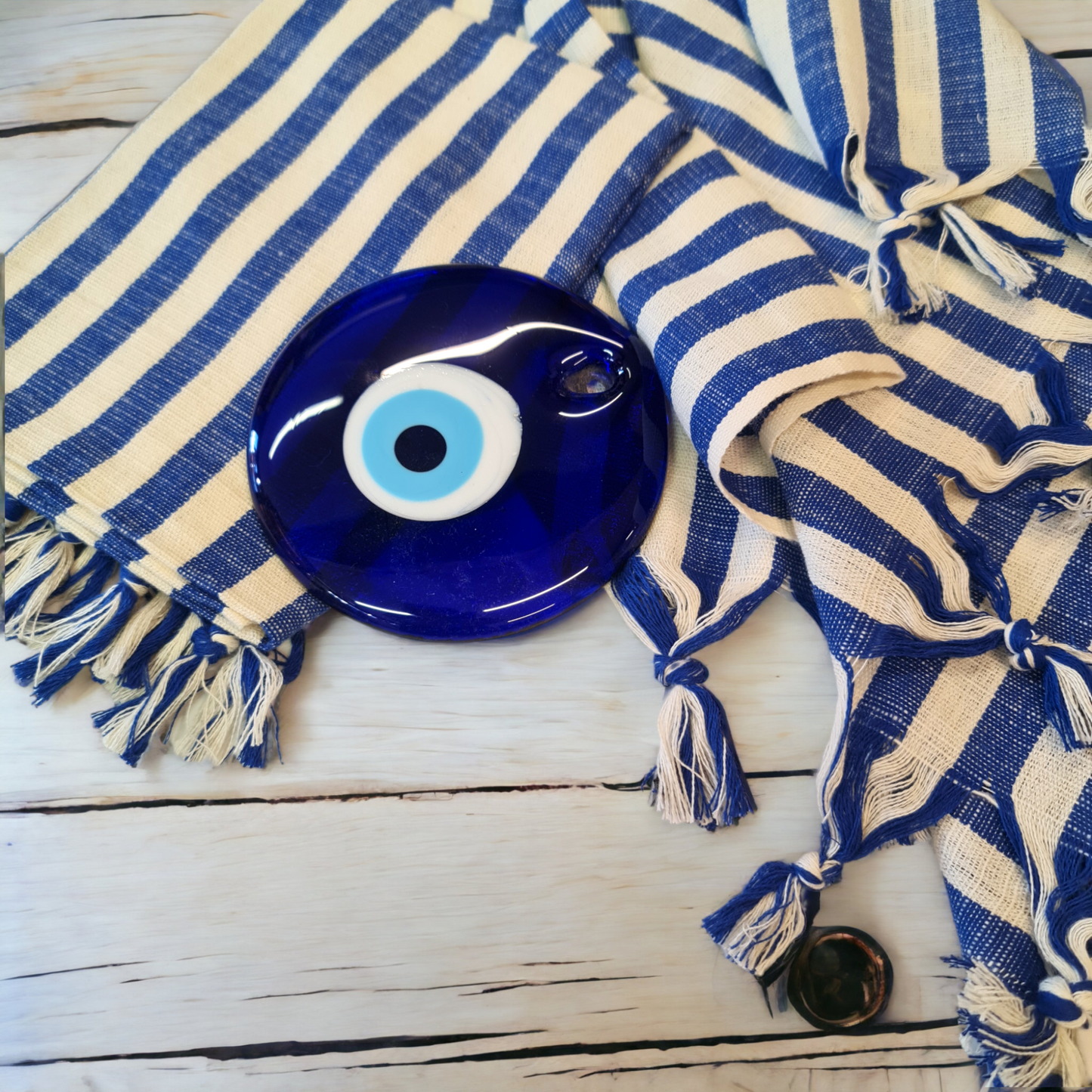 Hand-Woven Linen Indigo Stripe Hand Towel