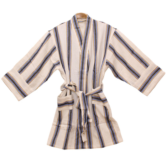 Hand Woven Linen Stripe Design Antiochia Pestemal Bathrobe