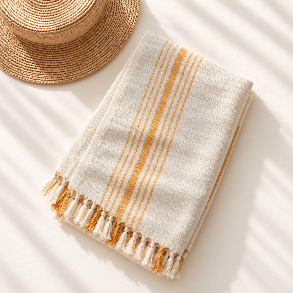 Handwoven Bamboo Turkish Towel – Striped Peshtemal | 90 × 180 cm