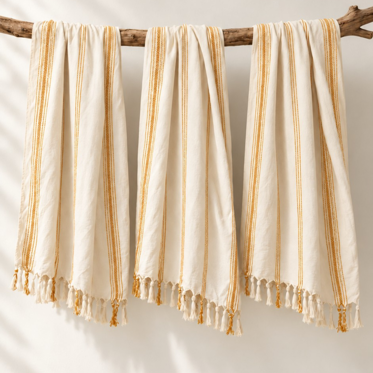 Handwoven Bamboo Turkish Towel – Striped Peshtemal | 90 × 180 cm