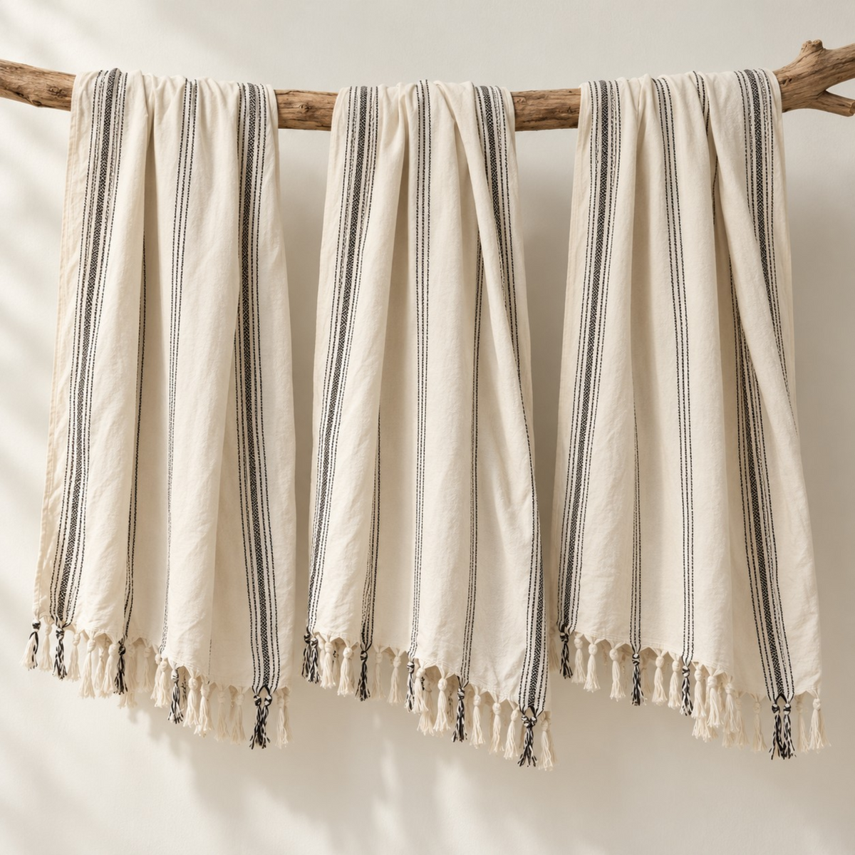 Handwoven Bamboo Turkish Towel – Striped Peshtemal | 90 × 180 cm