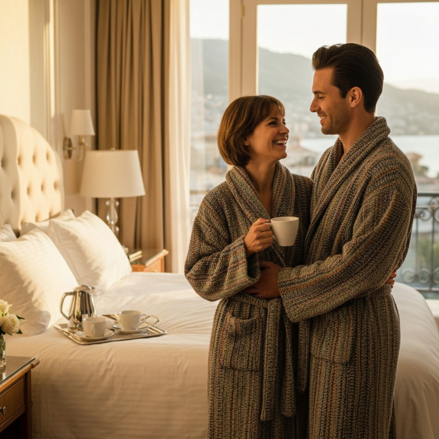 Handwoven Turkish Terry Towel Unisex  Bathrobe – Stripe Pattern (L/XL)