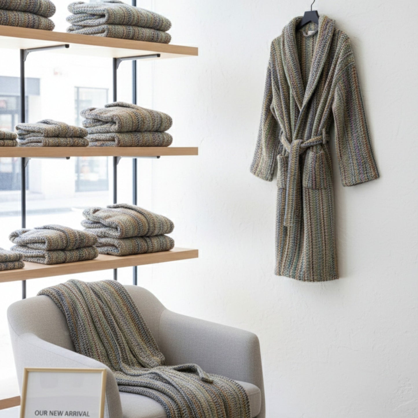 Handwoven Turkish Terry Towel Unisex  Bathrobe – Stripe Pattern (L/XL)