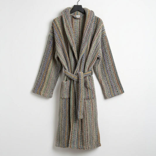 Handwoven Turkish Terry Towel Unisex  Bathrobe – Stripe Pattern (L/XL)