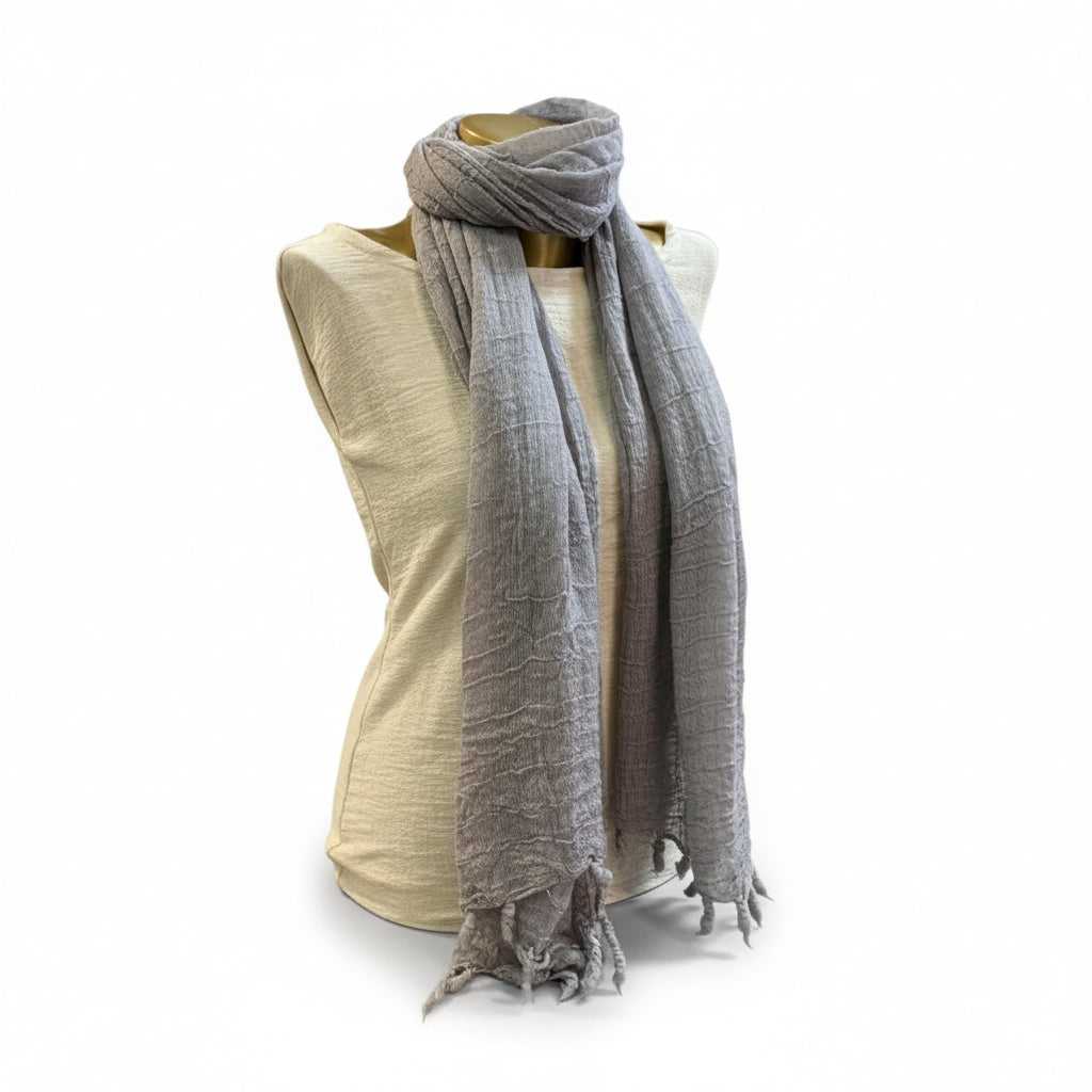 Handwoven Pure Wool Fine Şekerpare Scarf Grey