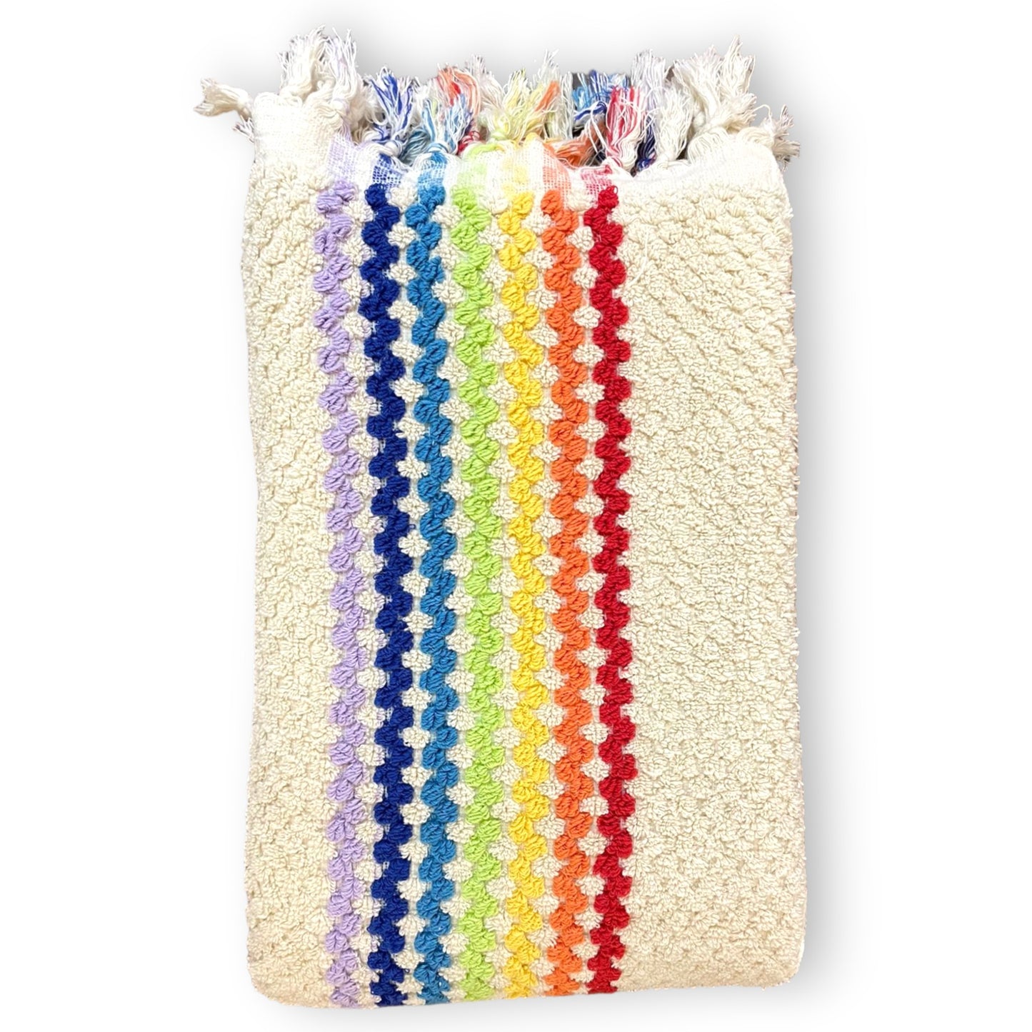 Mediterranean Design Natural Cotton Pompom Turkish Towel