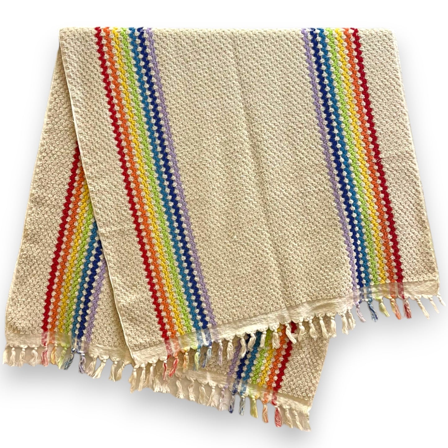 Mediterranean Design Natural Cotton Pompom Turkish Towel