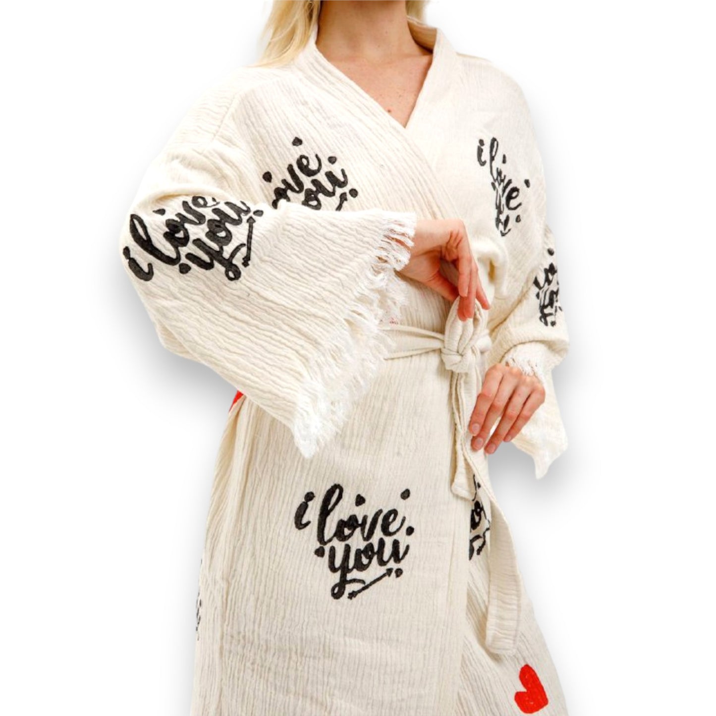 "I Love you" Turkish Towel Kimono Robe Kaftan