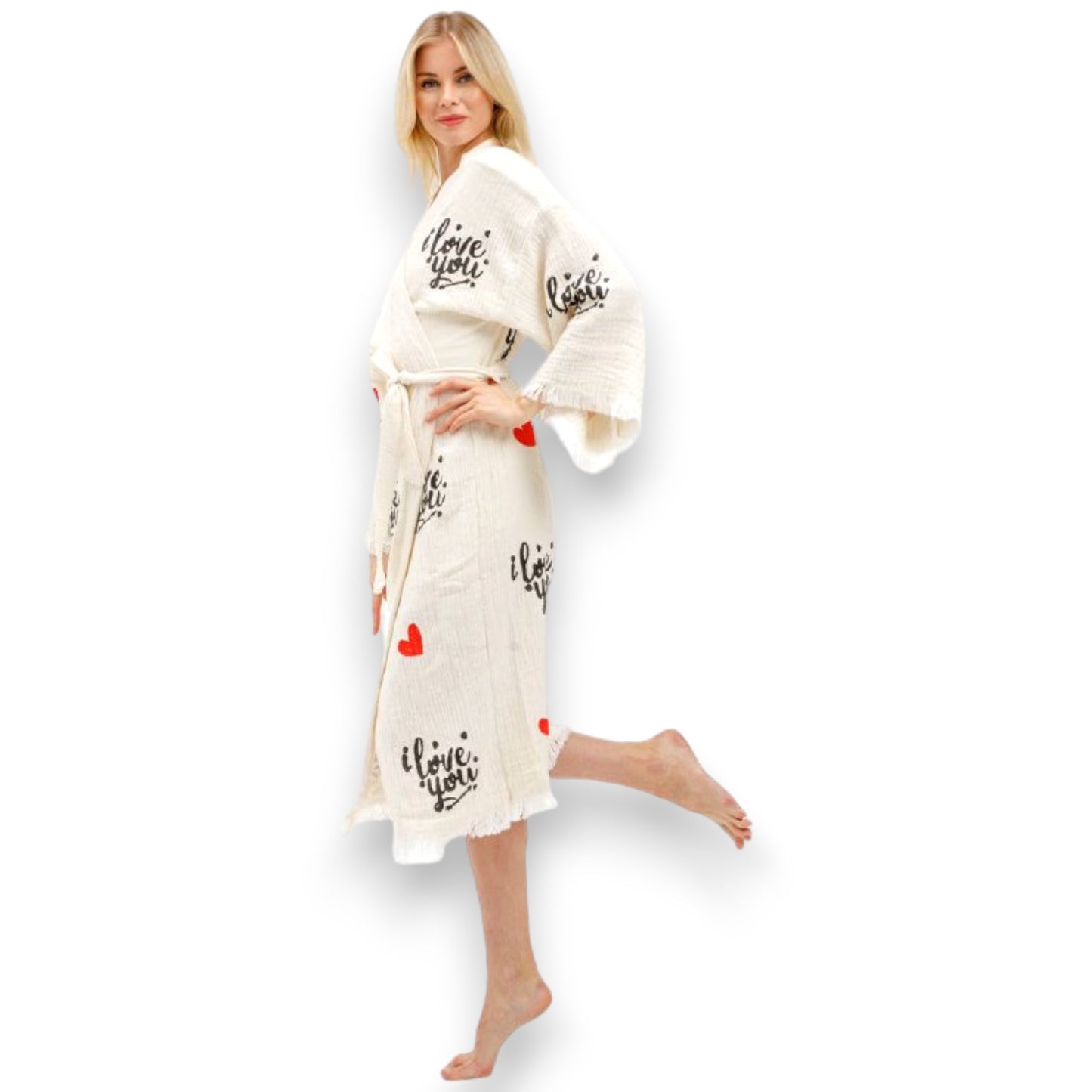 "I Love you" Turkish Towel Kimono Robe Kaftan