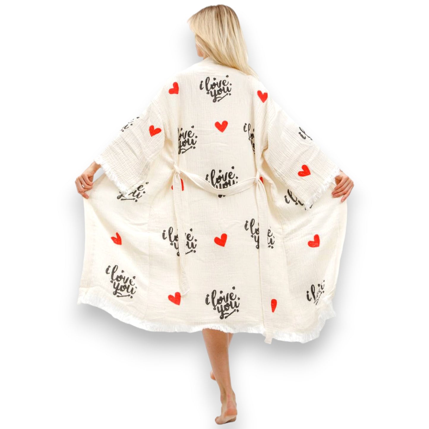 "I Love you" Turkish Towel Kimono Robe Kaftan