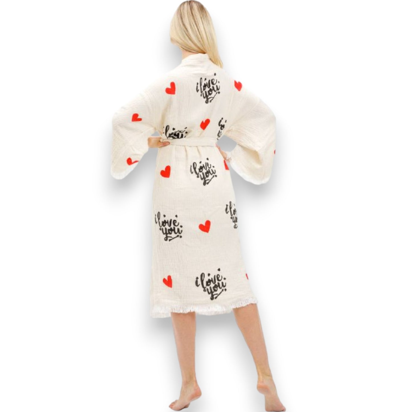 "I Love you" Turkish Towel Kimono Robe Kaftan