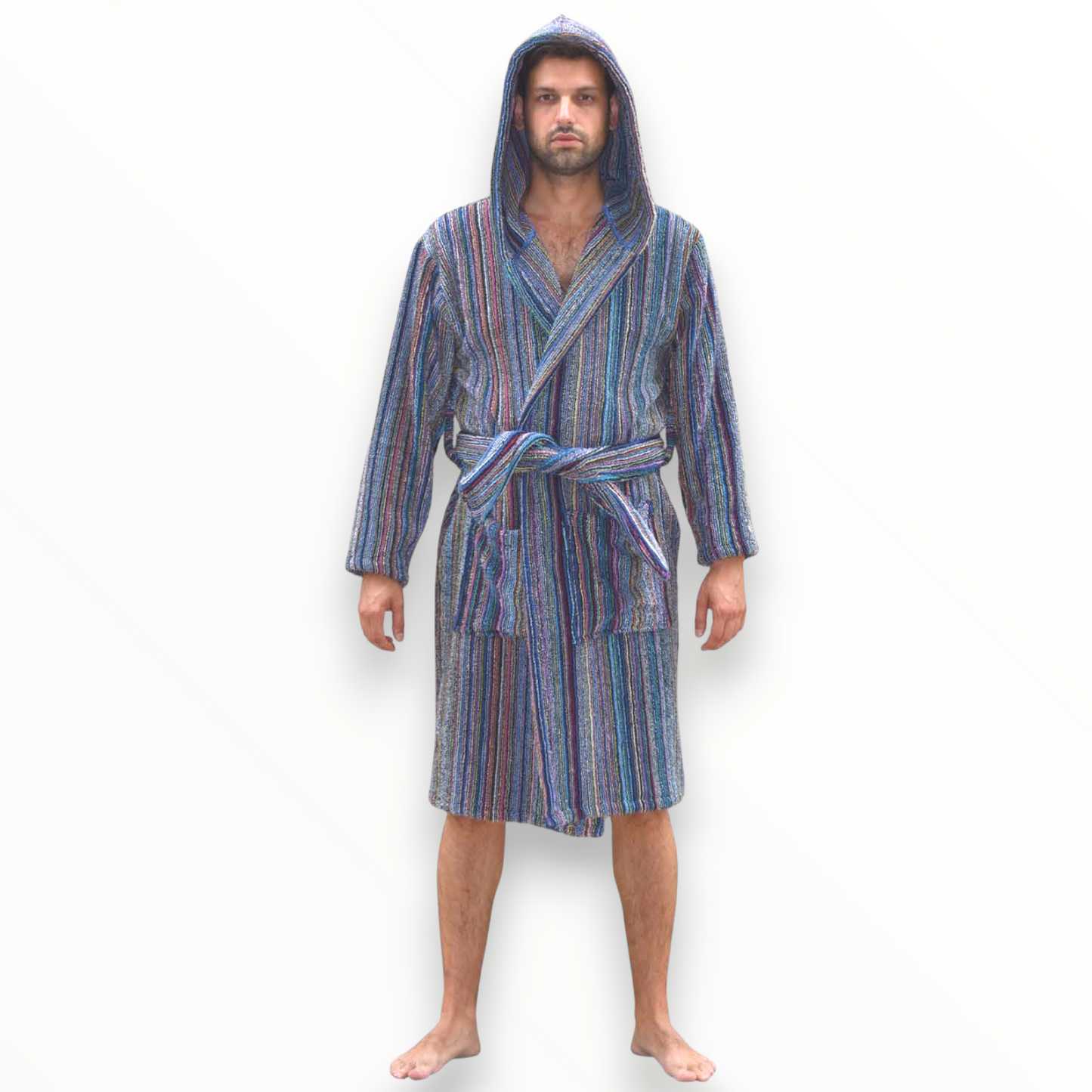 Turkish Terry Towel Bathrobe – Unisex, Handwoven, Hooded