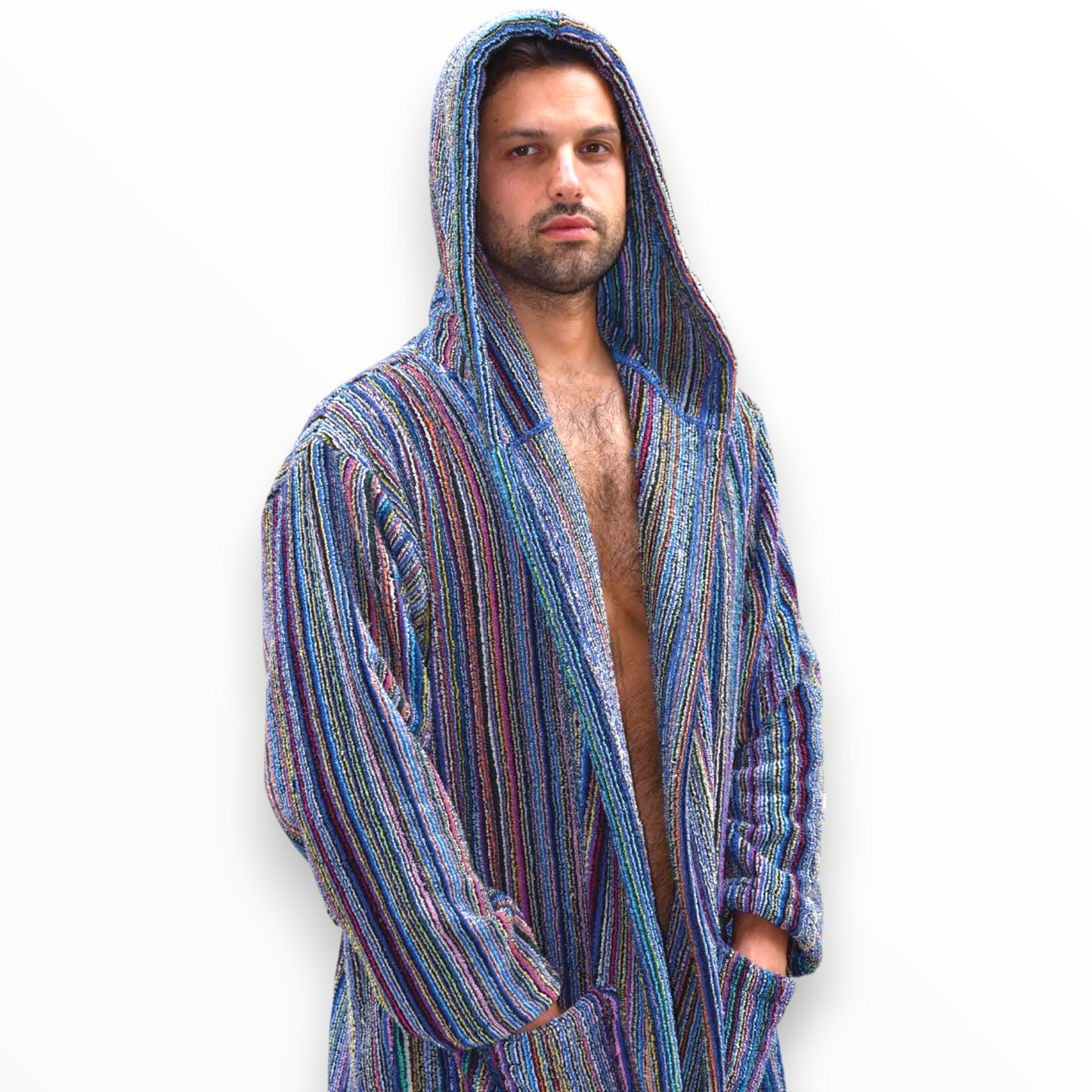 Turkish Terry Towel Bathrobe – Unisex, Handwoven, Hooded