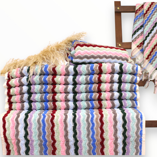 Natural Cotton Hand Woven Turkish Towel - Zigzag Hand Towel