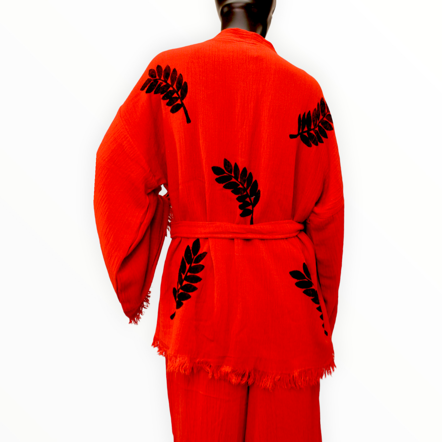 Natural Cotton Kimono Jacket Pants Set