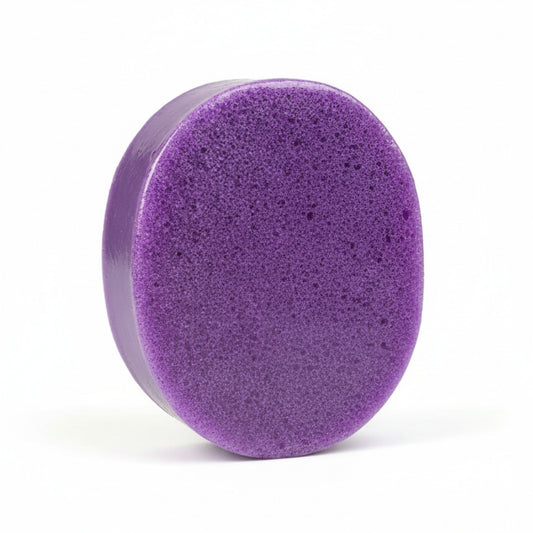 Natural Lavender Soap With Sponge on a white background