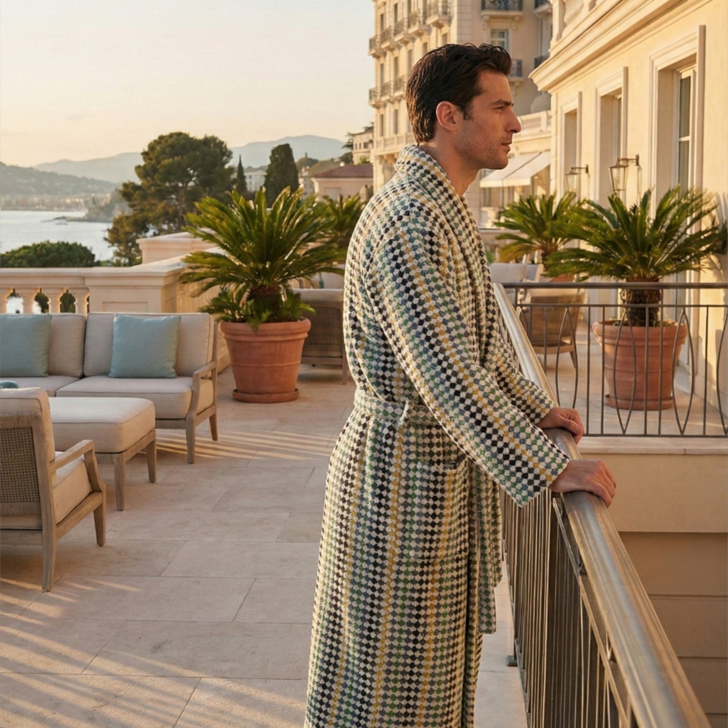 Turkish Terry Bathrobe Shawl Collar, Unisex, Premium Cotton