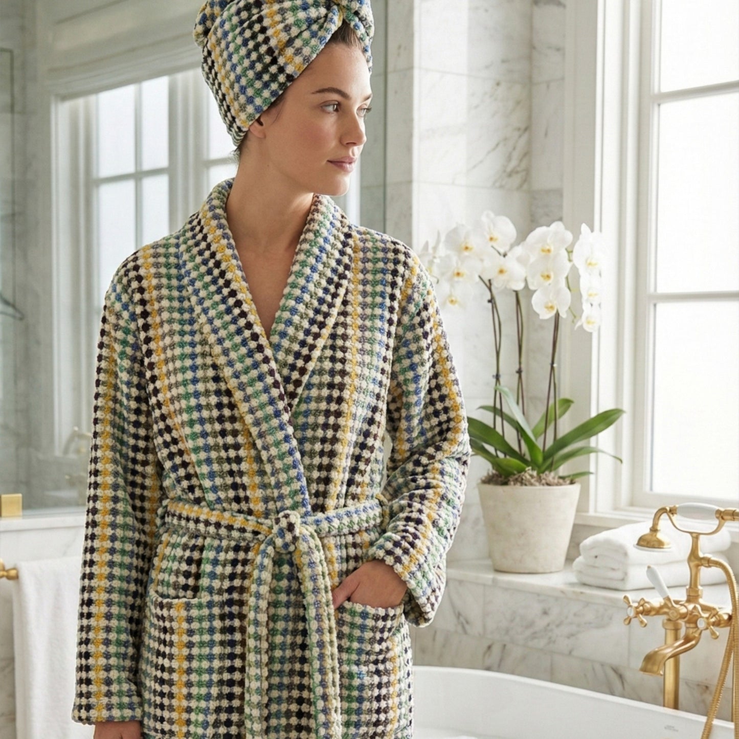 Turkish Terry Bathrobe Shawl Collar, Unisex, Premium Cotton