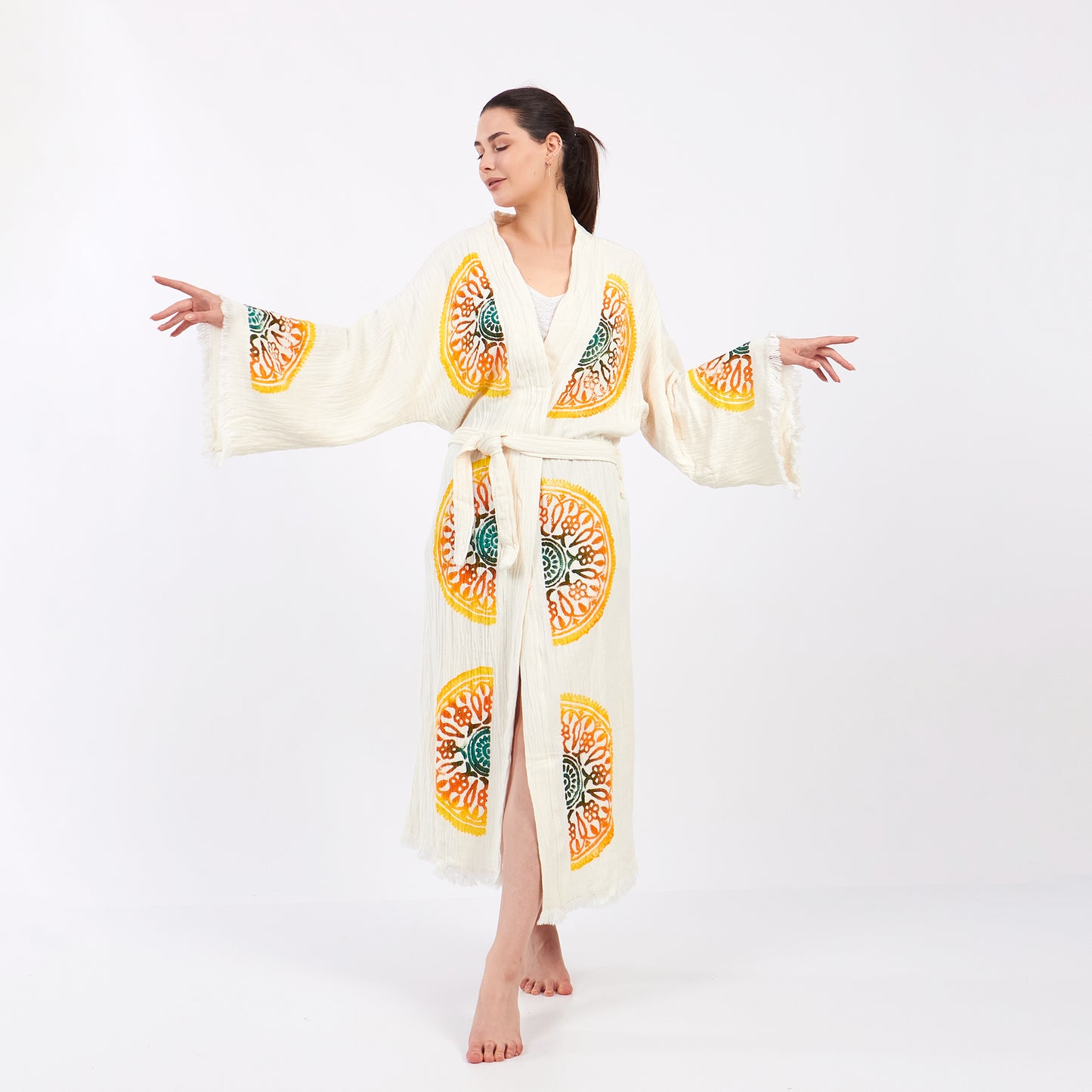 Turkish Towel Kimono Kaftan Bathrobe - Kimono Robe Sun Design