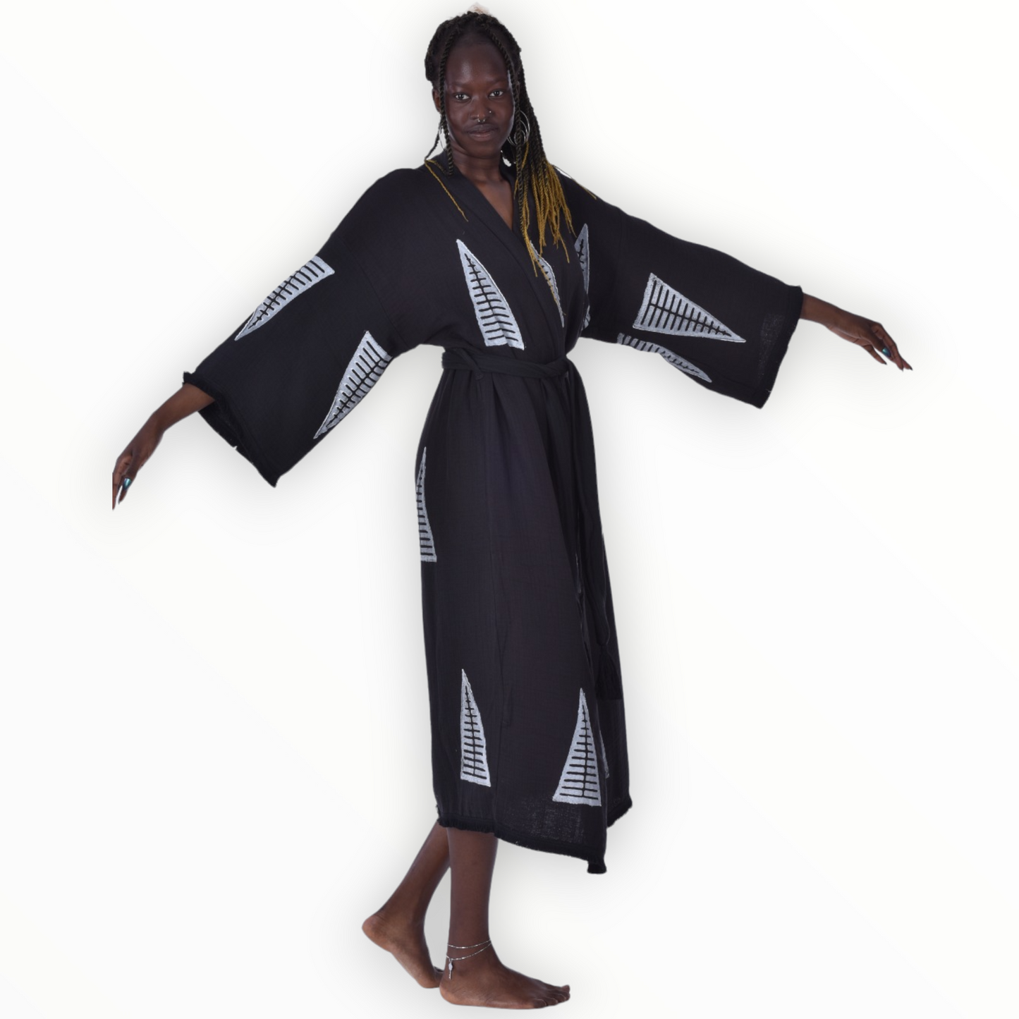 Turkish Towel Kimono Kaftan, Bathrobe - Pyramid Design Beach Kimono