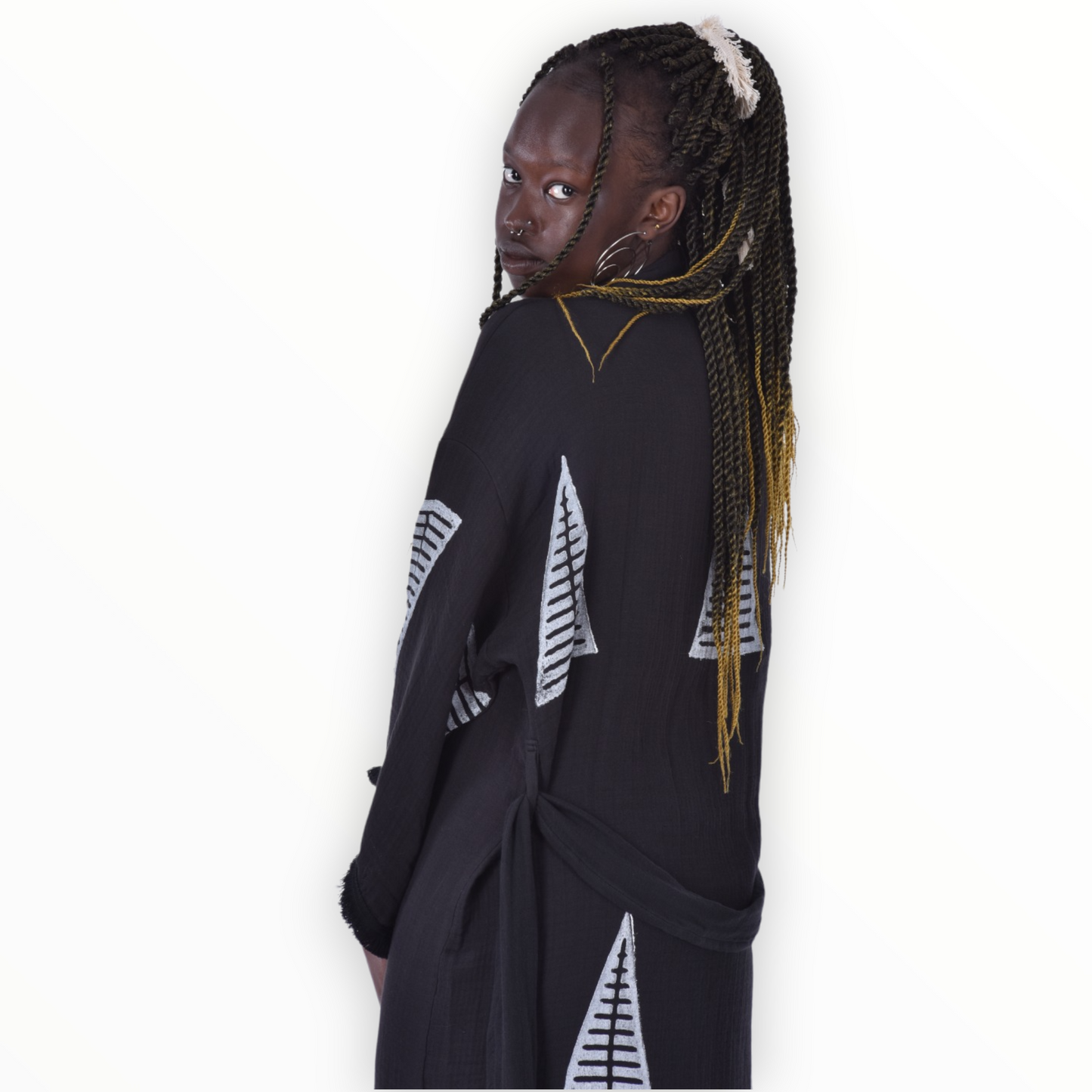 Turkish Towel Kimono Kaftan, Bathrobe - Pyramid Design Beach Kimono