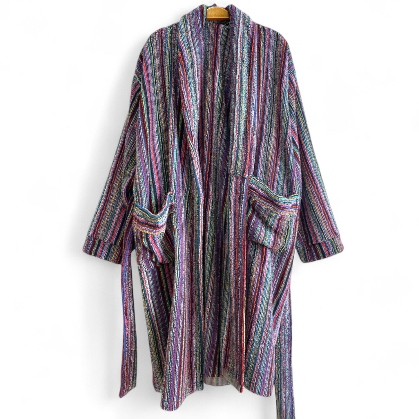 Turkish Terry Towel Unisex Bathrobe - Shawl Collar, Handwoven