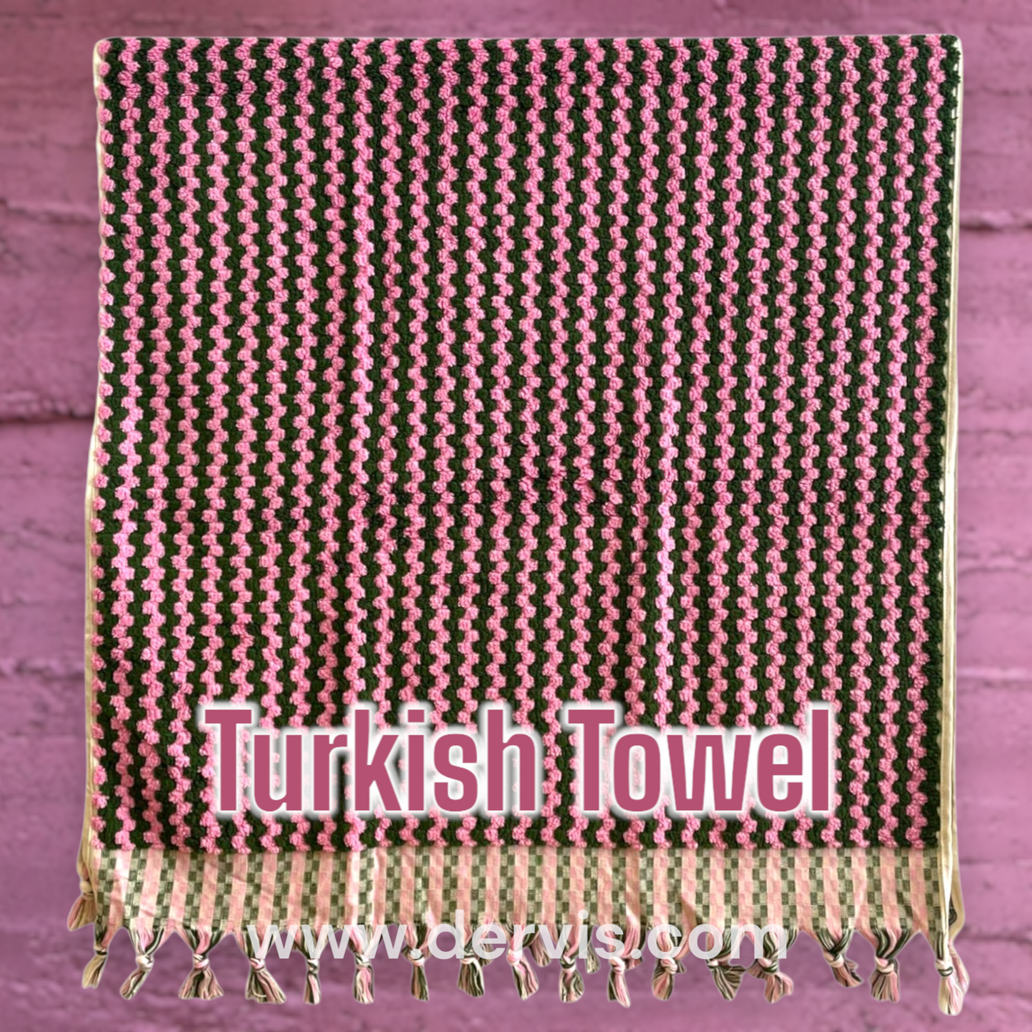 Natural Cotton Hand-Woven Turkish Terry Hammam Towel Designer Zigzag Pattern