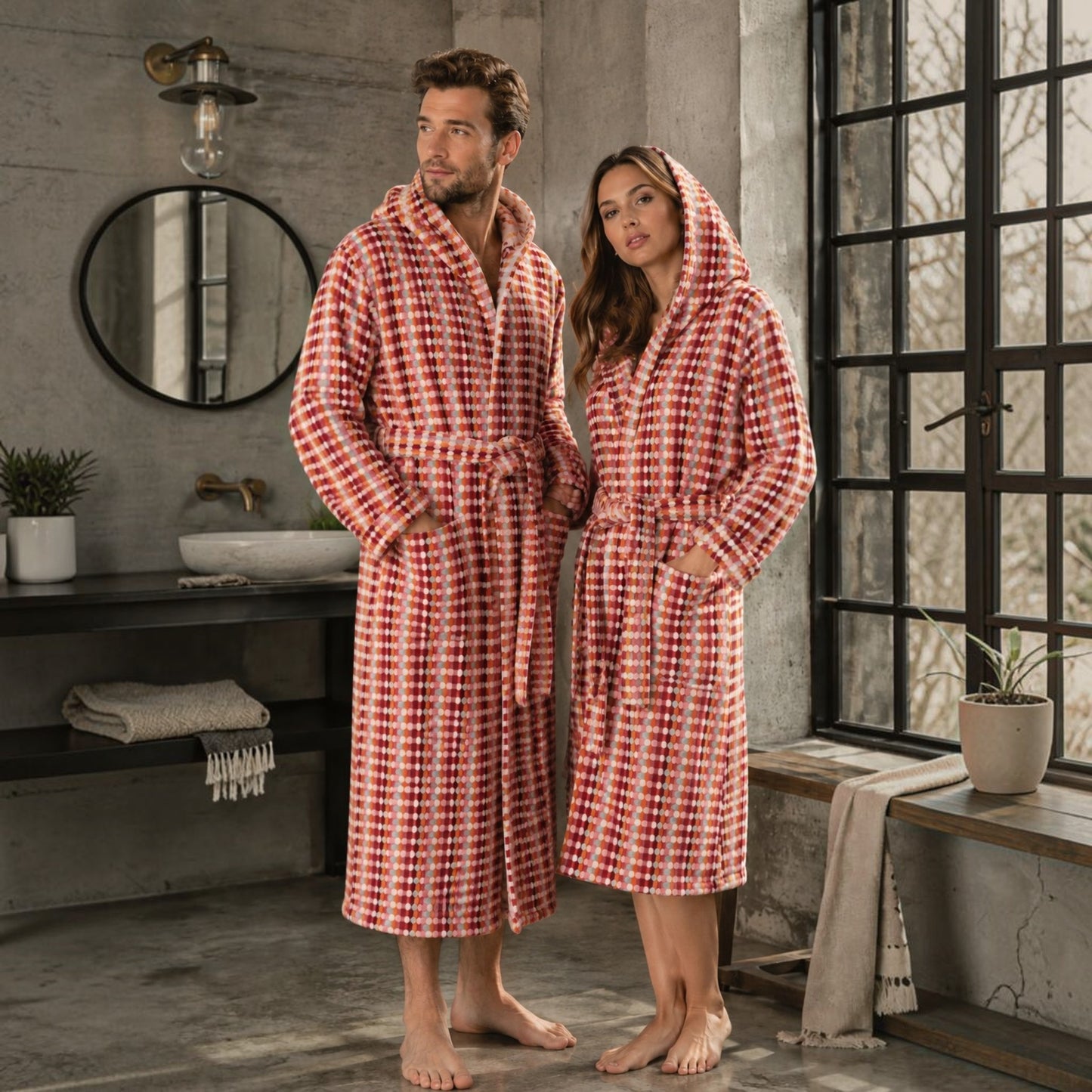 Joy Collection Hooded & Shawl Collar Turkish Terry Bathrobe