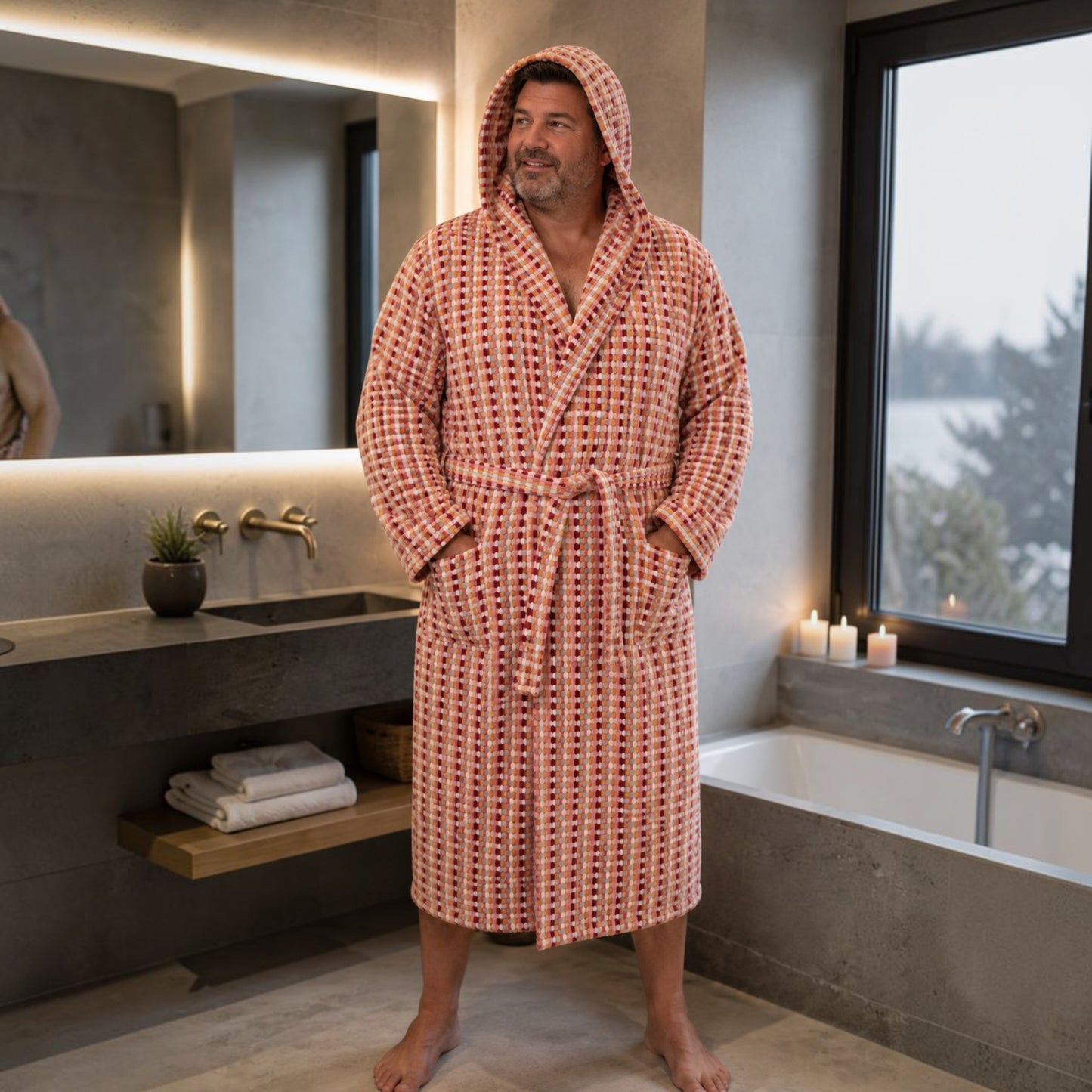 Joy Collection Hooded & Shawl Collar Turkish Terry Bathrobe