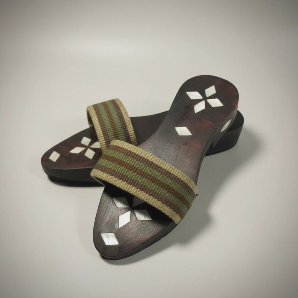 Handcrafted Mother of Pearl Inlaid Hammam Clogs 360 degrees video