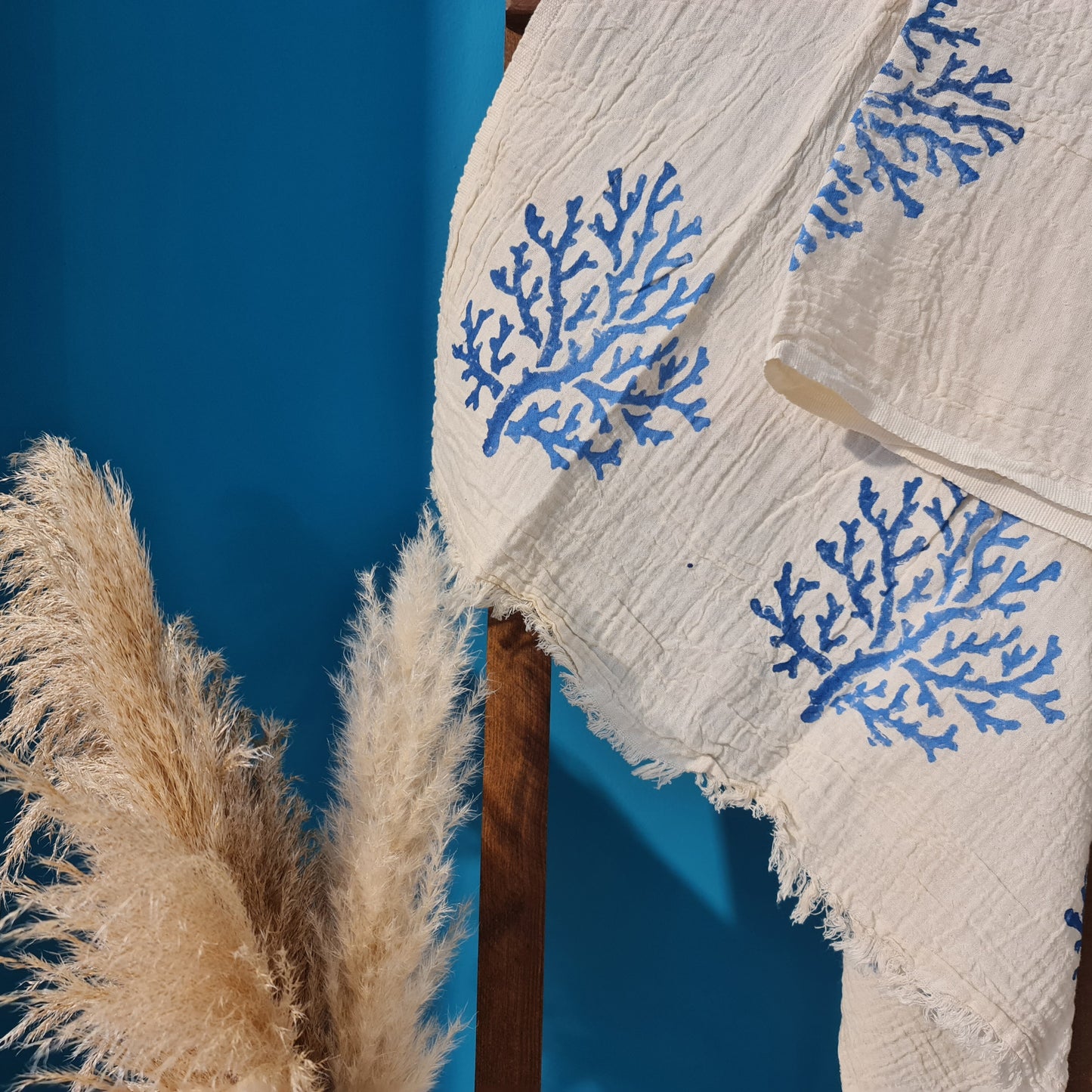 Hand Print 3D Coral Design Turkish Towel Pestemal