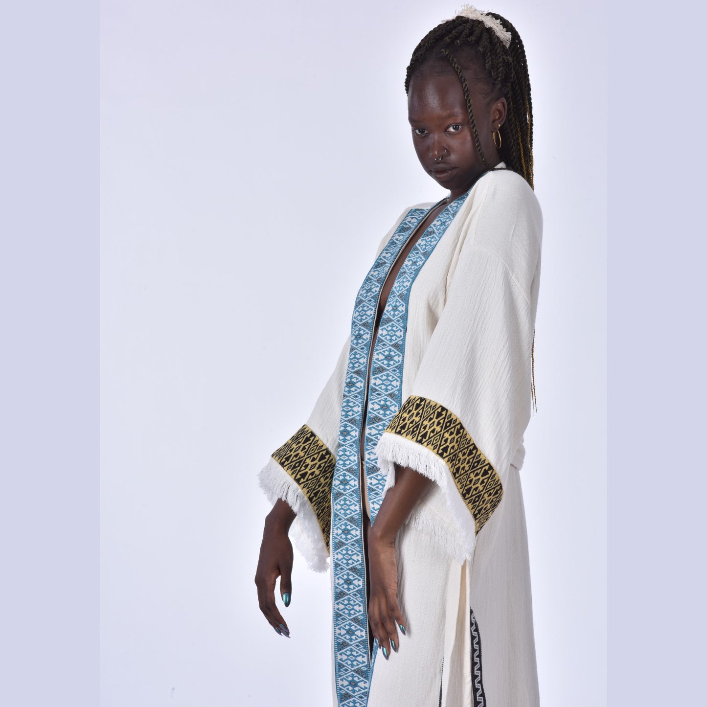 Kaftan Kimono Hand Made Borders Hand Woven